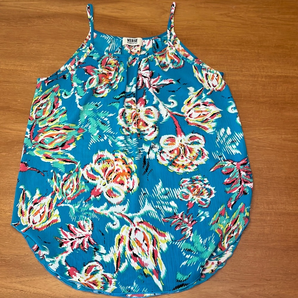 Verse Colorful Floral Cami, Scoop Neck, Spaghetti Straps, Light Weight,  Size M